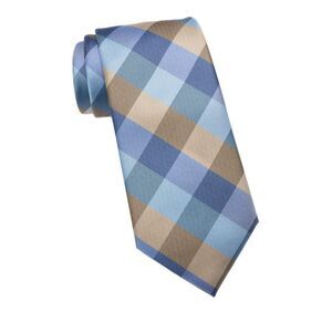 NWT Tommy Hilfiger tartan grid tie in taupe and blue